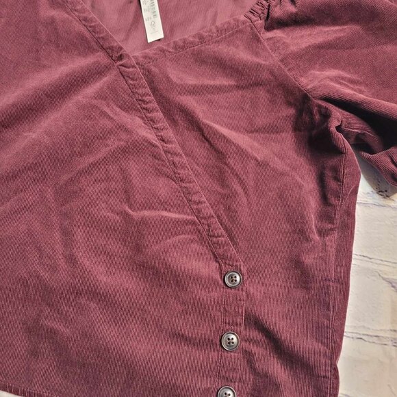 NWT Madewell Corduroy Puff-Sleeve Wrap Top - Picture 3 of 3